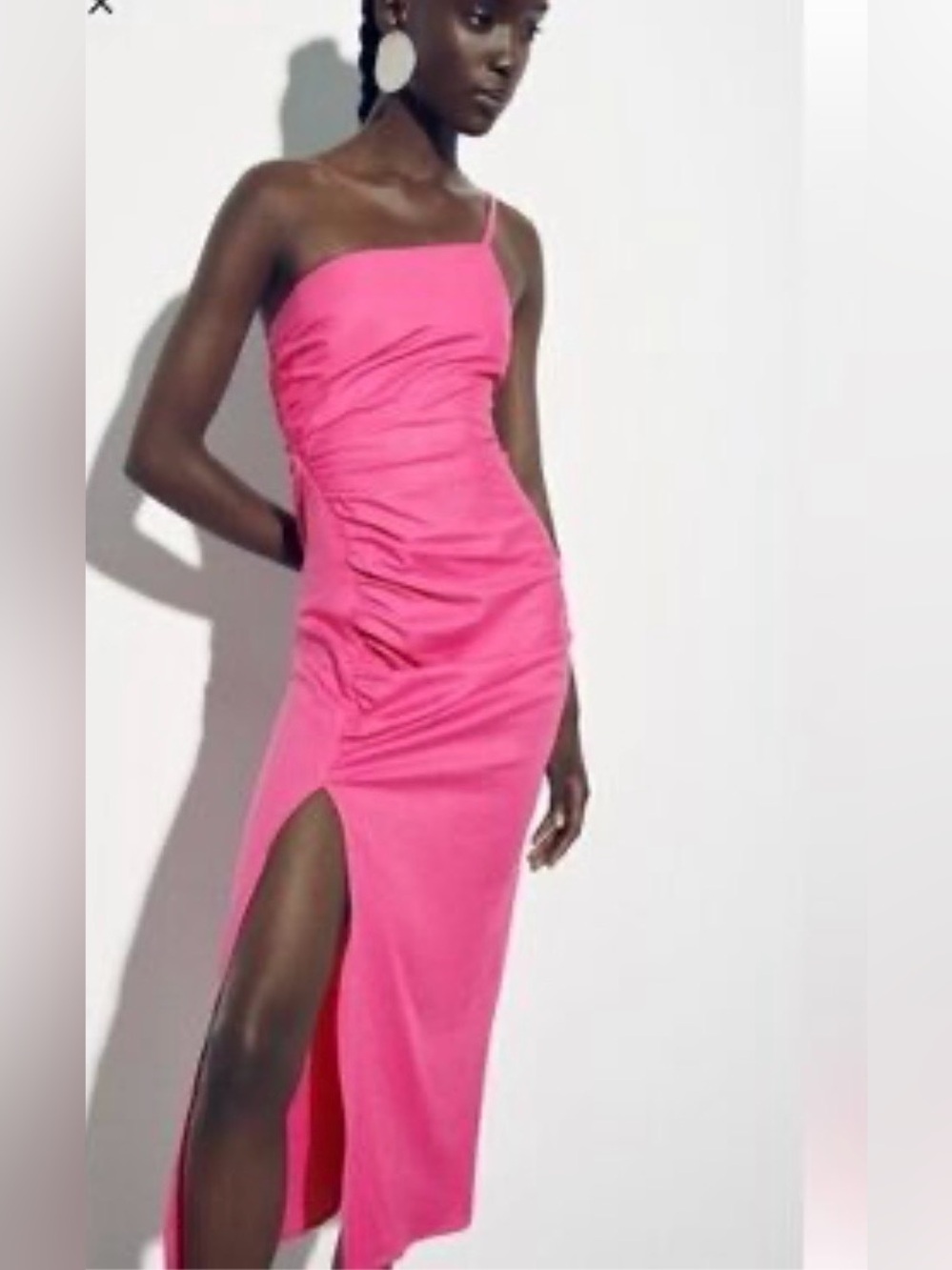 NWT Zara Linen One Shoulder Dress